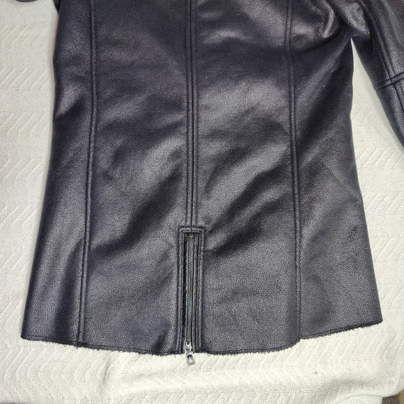 Sam Edelman Sydney Hooded Faux Shearling Black Jacket Coat Women's size S - Picture 5 of 16